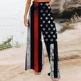 thumbnail image 1 of Edvintorg Women High Waist Casual Wide Leg Long Pants Fashion Independence Day Printed Loose Fit Straight Pants Trousers Sweatpants Women Black S, 1 of 5