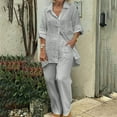 thumbnail image 1 of Edvintorg Women Sets 2 Piece Outfit Pants Women's Solid Turndown Collar Long Sleeve Pullover Shirt Tops + Pants Trousers Set Gray XXXXXL, 1 of 7