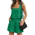 thumbnail image 1 of Edvintorg Women Sets Two Pieces 2025 Women's Fashion 2 Piece Outfits Sleeveless Crop Top Shorts High Waist Shorts Set with Pockets Green L, 1 of 7