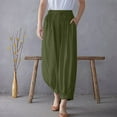 thumbnail image 1 of Edvintorg Women's Casual Cotton Linen Baggy Pants with Elastic Waist Solid Color Loose Fit Leggings Pants Women's Plus Size Clothes Army Green L, 1 of 7