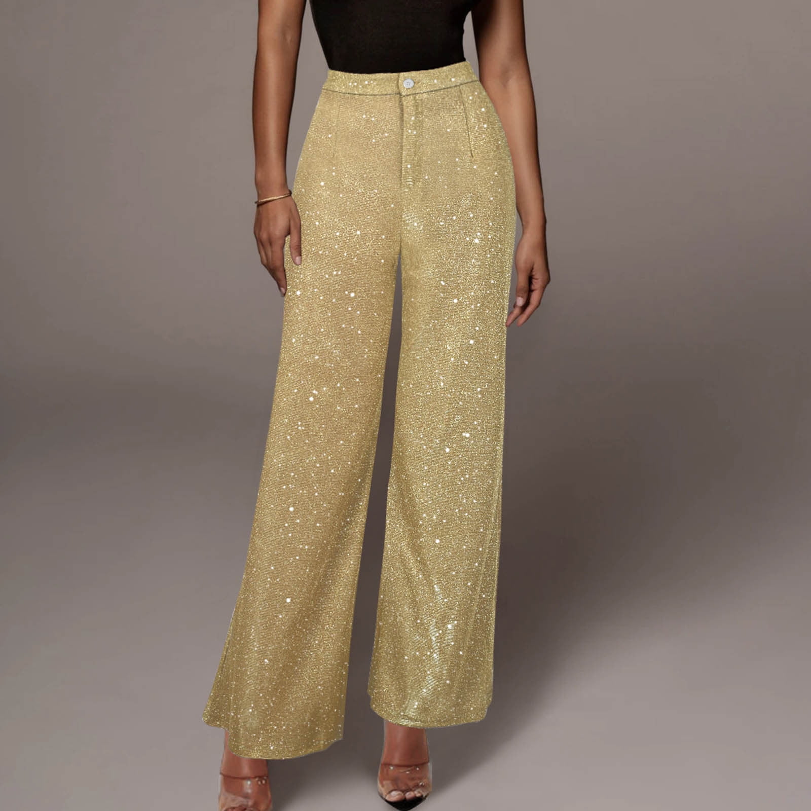gold dress pants womens Layo G Wide-leg Stretch Crepe Dress Women Pants