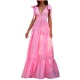 thumbnail image 1 of Summer Savings Clearance! Edvintorg Women's Lace Up Long Dresses Fashion Sleeveless V Neck Summer Comfy Solid Casual Loose Beach Dress Vacation Outfits For Women 2023 XXL, 1 of 7