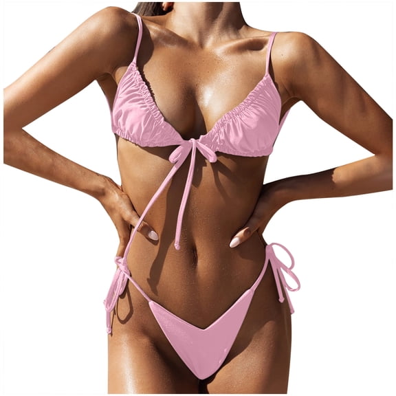 Edvintorg Women's Triangle Bikini Floral String Bikini Set Two Piece Swimsuit Bathing Suits Thong Bikini Swimsuit for Women