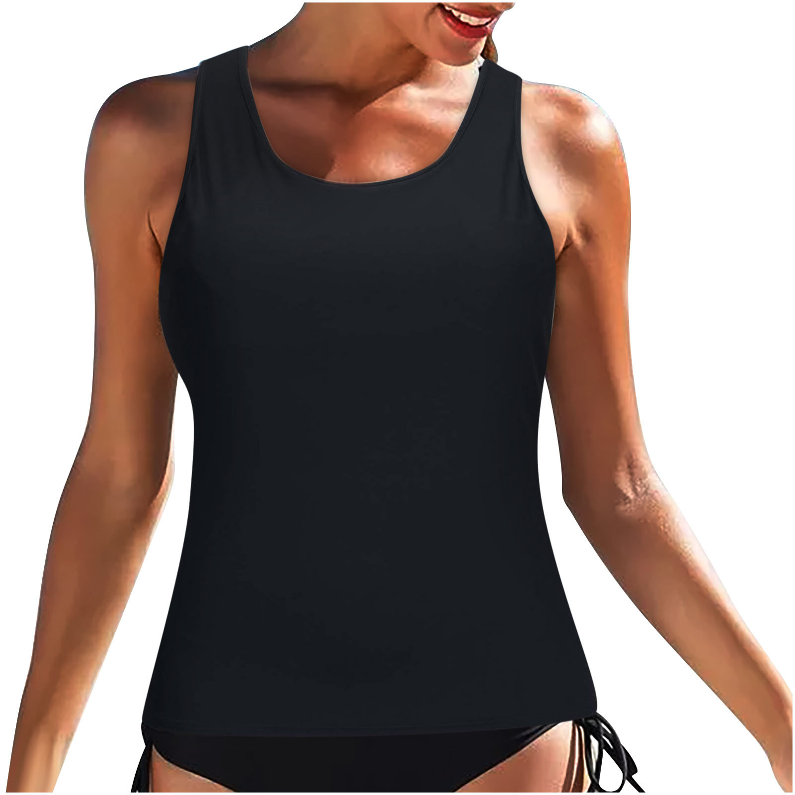 Edvintorg Loose Fit Blouson Bikini Tankini Top Women s XXL Black 