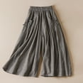 thumbnail image 1 of Summer Savings Clearance! Edvintorg Womens Capri Pants For Summer Solid Color Casual Wide Leg Pants Pocket Elasticated Literary Artistic Revival Capris Cotton And Linen Pants Coffee XL, 1 of 7