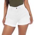 thumbnail image 1 of Summer Savings Clearance! Edvintorg Womens Jean Shorts 2023 New Summer Solid Color Flanging Tight Fitting Comfort Versatile Sexy Denim Shorts White L, 1 of 6