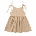 thumbnail image 1 of Edvintorg baby girl clothes summer dress Toddler Baby Girl Children's Cotton and Linen Suspender Dresses Solid Color beach Vest Skirt 3Months-4Years, 1 of 5