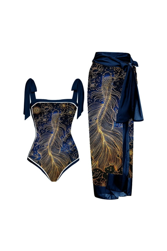 Bathing Suit For Women Vintage Swimsuit One-Piece Swimsuit Bikini Lace Up Swimsuit Long Skirt Chiffon Two-Piece Beachwear