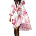 thumbnail image 1 of Enjoytime Floral Print Dress for Women Plus Size Fashion V-Neck Dress Irregular Long Sleeve Turndown Collar Loose Travel Seaside Women Beach Dresses, 1 of 6