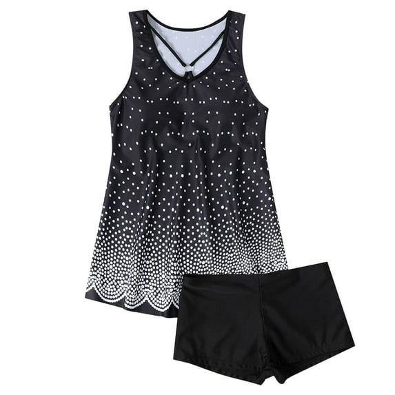 Enjoytime Swim Suits for Women 2025 Vintage Printed Plus Size Flowy Swimwear Two Piece Tummy Control Bathing Suit Swim Tankini Tank Top with Boyshorts