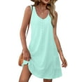 thumbnail image 1 of Summer Savings Clearance! Enjoytime V Neck Solid Dresses for Women Beach Cover Ups Sleeveless Sundresses Womens Casual Midi Tank Dress Summer Dresses for Women 2024, 1 of 7