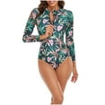thumbnail image 1 of Enjoytime Women Swimsuit Long Sleeve Sexy Flowers Siamese Swim Suit With Zipper Summer Beach Surfing One-Piece Bathing Suit Modest Swimwear, 1 of 7