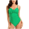 thumbnail image 1 of Enjoytime Women's one Piece Swimsuit Solid Color Sexy V Neck Front Cross Ruched Bathing Suits for Women Tummy Control with Adjustable, 1 of 6