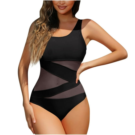 Enjoytime Womens Bathing Suits Solid Color Sexy Monokini One Shoulder Swimsuits Swimwear One Piece Bathing Suit for Women