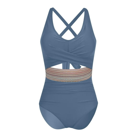 Enjoytime Womens Swimsuits Tummy Control Hign Waisted Cut Out Tie Knot Swimwear one Piece Color Block Swimsuits Monokini Bathing Suit for Women