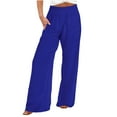 thumbnail image 1 of Summer Savings Clearance! Enjoytime Womens Wide Leg Palazzo Pants Casual Loose Cotton Linen Pants Stretch High Waisted Flowy Pants Plus Size Womens Trouser with Pockets, 1 of 5