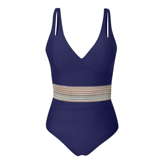 Enjoytime one Piece Bathing Suit for Women Chest Cushion Fashion Sexy Swimwear Color Block High Waisted Monokini Womens Swimsuits Tummy Control