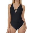 thumbnail image 1 of Enjoytime one Piece Swimsuit Women Solid Color Deep V Neck Bathing Suit Adjustable Strap Bathing Suits for Women Tummy Control, 1 of 4