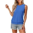 thumbnail image 1 of GaThRRgYP Summer Tops for Girls,Women's Loose Casual Solid Color Round Neck Sleeveless Top Blue M, 1 of 9