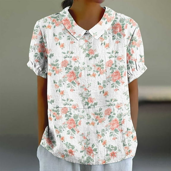 GaThRRgYP Women Tops Summer T-Shirts Short Sleeve,Women's Ladies Fashion Casual Cropped Short Sleeve Printing Loose Shirt Blouse Top Red XXL