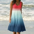 thumbnail image 1 of GaThRRgYP Women 2025 Summer Sleeveless Dresses,Womens Fashion Holiday Summer Round Neck Gradient Print Sleeveless Party Beach Dress, 1 of 5