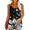 thumbnail image 1 of Summer Savings!GaThRRgYP Women's Sleeveless Round Neck Ruffle Blouse,Fashion Women's Spring/Summer Casual Round Neck Sleeveless Top Tank Top Black XL, 1 of 1