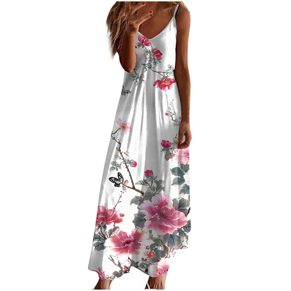 GaThRRgYP Women's Summer Dress-Round Neck Short Sleeves Stylish,Summer Dresses for Women Print Sleeveless Round Neck Dress Casual Dresses