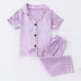 thumbnail image 1 of Girls Tank Tops Under $10 Toddler Baby Kids Winter Boys Girls Solid Color Stripe Short Sleeved Home Wear Clothes Suit Purple 12 Months, 1 of 9