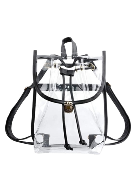 Heavy Duty Clear Backpack, Stadium Mini Gym Drawstring Bag for Sports, Travel, and Workouts, Compact Transparent Storage Backpack
