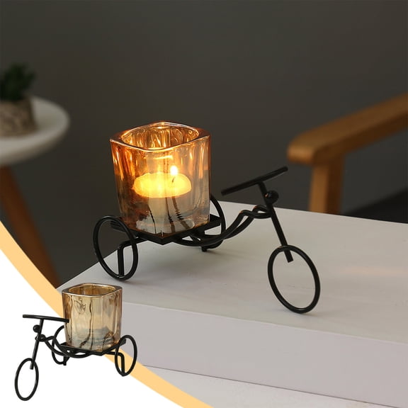 Home Decor QTOCIO European Black Bicycle Candlestick Wholesale Home Living Room Romantic Candlelight Dinner Ornaments Candle Holders