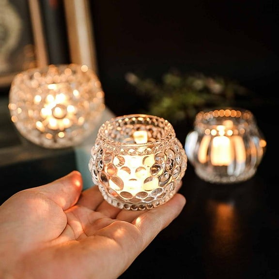 Home Decor QTOCIO European Small Fresh Ball Pumpkin Lamp Thickened Glass Candlestick Bar Candlelight Dinner Home Decoration Ornaments