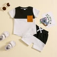 thumbnail image 1 of Summer Savings Clearance! Honeeladyy FashionBoys' Casual Short Sleeve Tops Turndown Collar Botton Solid Short Pants Sets for Outdoor(Black,2-3 Years), 1 of 5