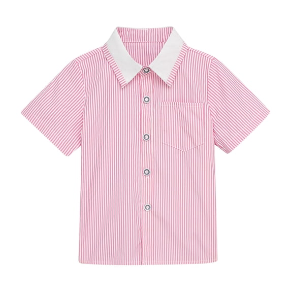 Summer Savings Clearance! Honeeladyy Shirts For Kids Short Sleeve Graphic Solid Thin Shirt Casual For 3-11 Years Boy Children's Short Sleeved Shirt for Outdoor(Pink,8-9 Years)