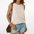 thumbnail image 1 of Horkkom Sweater Tank Tops for Women Summer Solid Color Sleeveless Sweater Tops Slim Pullover Thin Soft Casual Tops Beige S, 1 of 8
