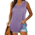 thumbnail image 1 of Horkkom Tank Tops for Women Summer Casual Plus Size Sleeveless Tops Solid Color V Neck Loose Vacation Blouse, 1 of 8