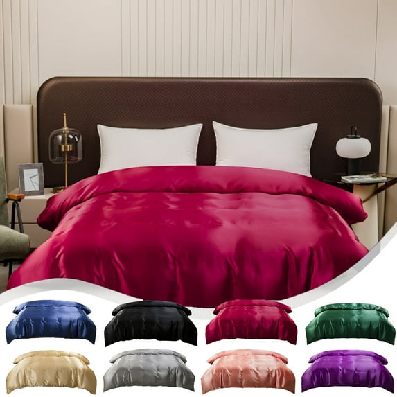 Summer Savings Clearance! InsCrazy Full Duvet Cover, Luxurious & Cooling Silk Duvet Covers for Hot Sleepers, Silk Full XL Comforter Cover 80" x 90"
