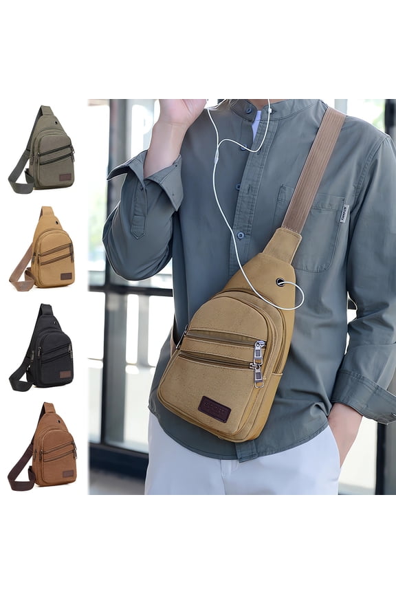 Sling Bag for Men Thickened Zipper Canvas Chest Bag New Chest Bag Messenger Bag Chest Bag for Travel Outdoor Sports