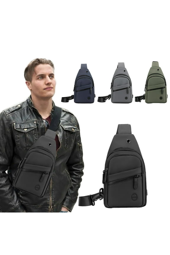 Sling Bag for Men High-end Bag Chest Bag with Headphone Port Removable Buckle Side Bag for Travel Outdoor Sports
