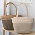 thumbnail image 1 of InsCrazy Tote Bag Handbag Cotton Rope Woven Handbag Large Capacity Daily Versatile Shoulder Bag Spliced Color Casual Woven Bag Beach Bag, 1 of 9