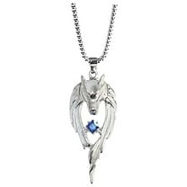 Zeceouar Glowing Wolf Necklace Retro Hip-hop Street Trendy Men's Luminous Wolf Pendant