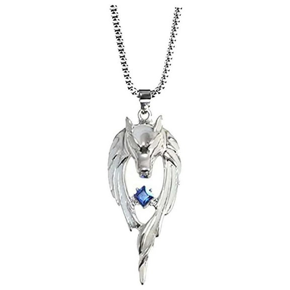 Zeceouar Glowing Wolf Necklace Retro Hip-hop Street Trendy Men's Luminous Wolf Pendant