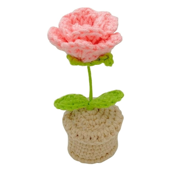 Zeceouar Handmades Knitted Flowers Woven Potted Flowers,Rose Crochets,Self-made Simulated Flower Office Decorations,Finished Wool Products