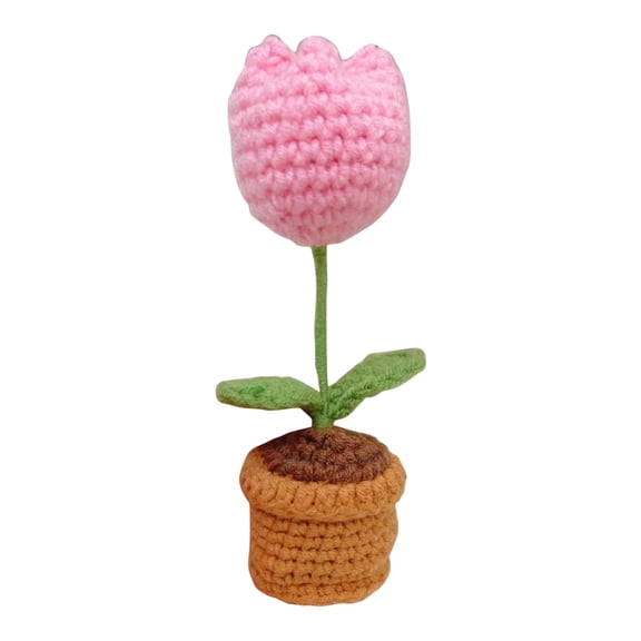 Zeceouar Handmades Knitted Flowers Woven Potted Flowers,Rose Crochets,Self-made Simulated Flower Office Decorations,Finished Wool Products