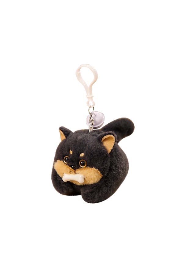 Keychain Bell Pull Rope Wagging Tail Treasure Doll Dog Plush Toy Gift