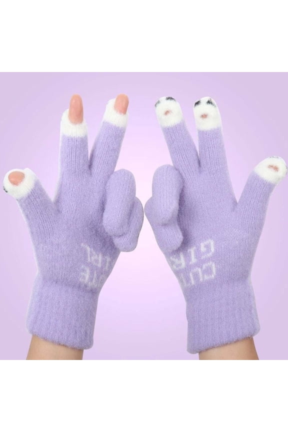 Items for Home Gloves Women's Winter New Open Finger Thickened Warm Padded Cute Students Cold Wool Split Finger Screen Gloves