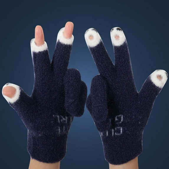 Zeceouar Items for Home Gloves Women's Winter New Open Finger Thickened Warm Padded Cute Students Cold Wool Split Finger Screen Gloves