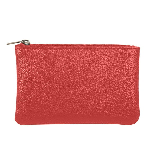 Zeceouar Items for Home New Lychee Pattern Zipper Coin Purse Ultra-thin Short Card Coin Key organizer Pouch Bag