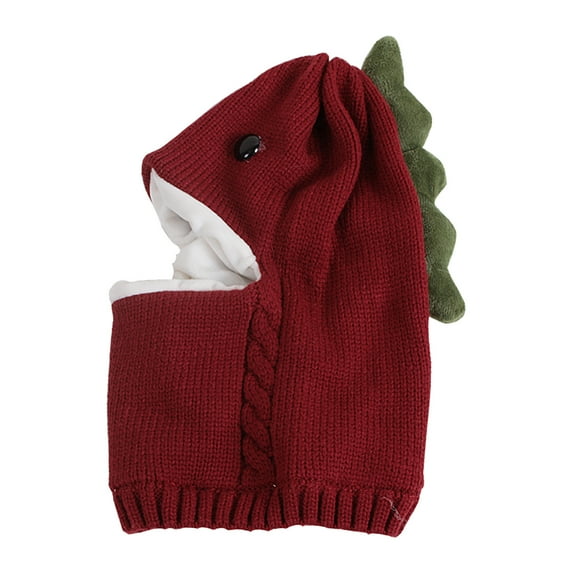 Zeceouar Kids Winter Beanie Hat Warm Knit Thick Ski Cap Children's Hooded Scarf Dinosaur Hat