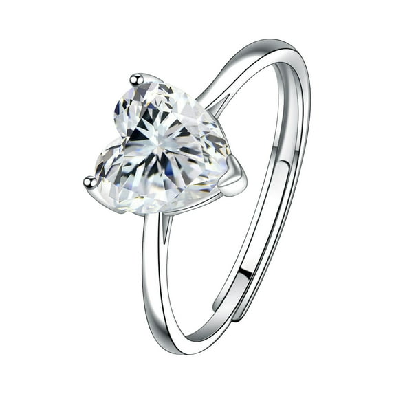 Zeceouar Love Zirconia Earrings Women's Ring Heart Pendant Necklace Separate Three