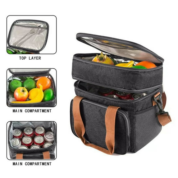 Summer Savings Items Home Zeceouar Outdoor Picnic Insulation Bag Double Bento Bag